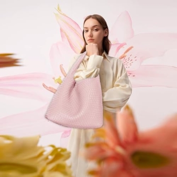 Stylish Women Vegan Leather Hand-Woven Tote Handbag