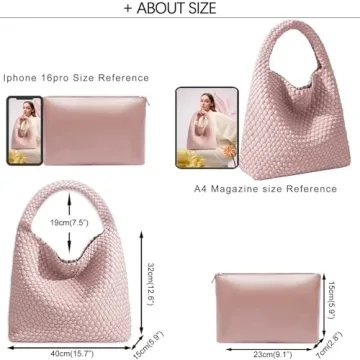 Stylish Women Vegan Leather Hand-Woven Tote Handbag