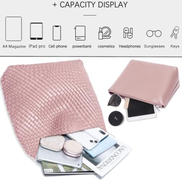 Stylish Women Vegan Leather Hand-Woven Tote Handbag