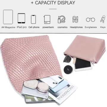 Stylish Women Vegan Leather Hand-Woven Tote Handbag