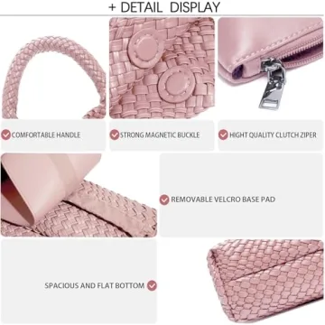 Stylish Women Vegan Leather Hand-Woven Tote Handbag