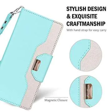 ProCase Wallet Case for Google Pixel 3, Flip Kickstand Case with Card Slots Mirror Wristlet, Folding Stand Protective Cover for Google Pixel 3 (2018 Release) -MintGreen