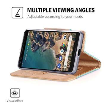 ProCase Wallet Case for Google Pixel 3, Flip Kickstand Case with Card Slots Mirror Wristlet, Folding Stand Protective Cover for Google Pixel 3 (2018 Release) -MintGreen