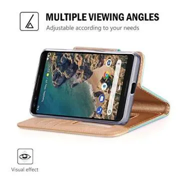 ProCase Wallet Case for Google Pixel 3, Flip Kickstand Case with Card Slots Mirror Wristlet, Folding Stand Protective Cover for Google Pixel 3 (2018 Release) -MintGreen