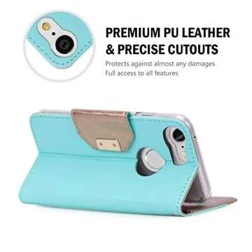 ProCase Wallet Case for Google Pixel 3, Flip Kickstand Case with Card Slots Mirror Wristlet, Folding Stand Protective Cover for Google Pixel 3 (2018 Release) -MintGreen