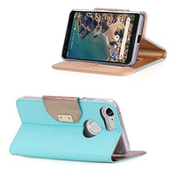 ProCase Wallet Case for Google Pixel 3, Flip Kickstand Case with Card Slots Mirror Wristlet, Folding Stand Protective Cover for Google Pixel 3 (2018 Release) -MintGreen