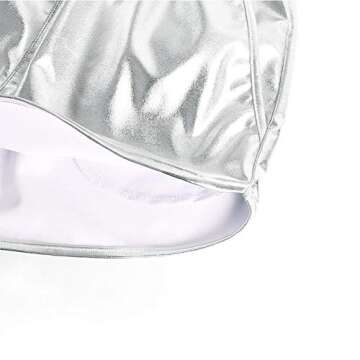 PESION Women's Metallic Rave Shiny Shorts Booty Hot Yoga Dance Disco Pants, Silver Small