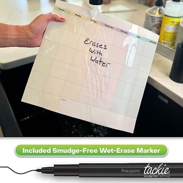 M.C. Squares Dry Erase Monthly Calendar | Erasable White Board Cling to Stainless Steel Fridge, Glass Window, Mirror, Cabinets | Home, Office, School | with Wet Erase Marker | 13.5” x 12” | USA Made