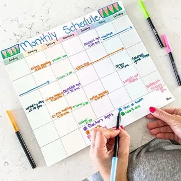 M.C. Squares Dry Erase Monthly Calendar | Erasable White Board Cling to Stainless Steel Fridge, Glass Window, Mirror, Cabinets | Home, Office, School | with Wet Erase Marker | 13.5” x 12” | USA Made