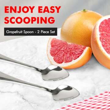 Chef Craft Serrated Grapefruit Spoon, 6.5 inches in length 2 piece set, Stainless Steel
