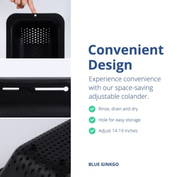 BLUE GINKGO Over the Sink Colander - Adjustable Kitchen Essential