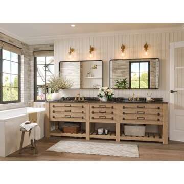 Brightify 48x30 Inch Black Bathroom Mirror for Wall, Matte Black Bathroom Mirror for Vanity, Rectang...