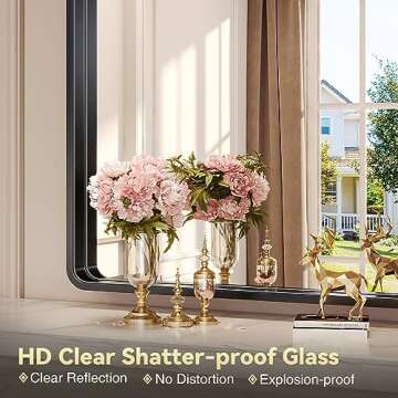 Brightify 48x30 Inch Black Bathroom Mirror for Wall, Matte Black Bathroom Mirror for Vanity, Rectangular Bathroom Vanity Mirror, Modern Wall Mirror for Bathroom, Vertical or Horizontal