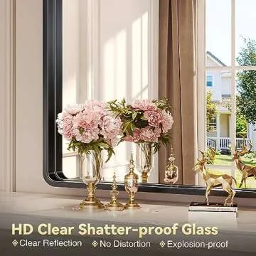 Brightify 48x30 Inch Black Bathroom Mirror for Wall, Matte Black Bathroom Mirror for Vanity, Rectangular Bathroom Vanity Mirror, Modern Wall Mirror for Bathroom, Vertical or Horizontal