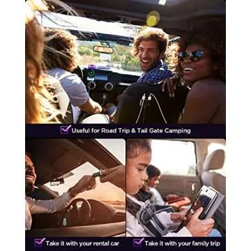 5-in-1 Car USB Charger Multi Port, 12V Car Phone Charger Adapter for Multiple Devices, Car Cigarette Lighter USB Charger with 5FT Extension Cable for Back Seat Charging