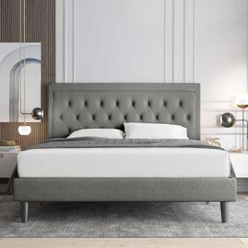 Allewie Queen Size Upholstered Platform Bed Frame