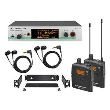 Sennheiser ew 300-2 IEM G3 Wireless Stereo Audio Monitoring System, Includes SR 300 G3 Stereo Transmitter, 2x EK 300 G3 Stereo Diversity Receiver, 2x IE 4 Earphones, Frequency Band A1: 470-516MHz