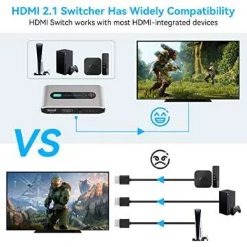 HDMI Switch 8K 3 in 1 Out HDMI 2.1 Switcher 3 Port with IR Remote Support 8K 60Hz 4K 120Hz HDCP 2.3 Ultra HD 3D for Xbox PS4 PS5 UHD TV Monitor Projector with Wire-Desktop Controller