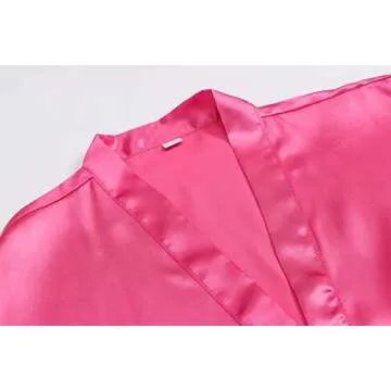 Old-to-new Women Bathrobe Lightweight Kimono Soft Robe Bride Bridesmaid Sleepwear Spa Robe Bridal Party Wedding Gifts, Rose Large