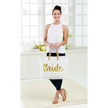 Mud Pie Bride Gold Sequin Tote - Stylish Wedding Essential