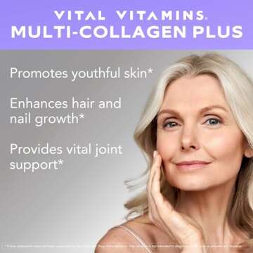 Vital Vitamins Multi Collagen Plus - with Biotin, Hyaluronic Acid, Vitamin C - Type I, II, III, V, X...
