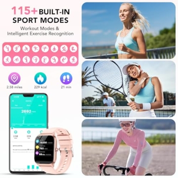Smart Watch for Men Women with Bluetooth and Health Tracker