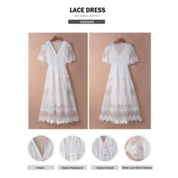 Stylish AZOKOE Floral Lace Wedding Dress for Women