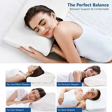 ZAMAT Memory Foam Pillow for Neck Pain Relief, Adjustable Orthopedic Ergonomic Cervical Pillow for Sleeping with Washable Cover, Bed Pillows for Side, Back, Stomach Sleepers