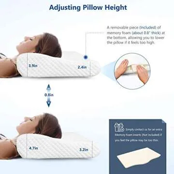 ZAMAT Memory Foam Pillow for Neck Pain Relief, Adjustable Orthopedic Ergonomic Cervical Pillow for Sleeping with Washable Cover, Bed Pillows for Side, Back, Stomach Sleepers