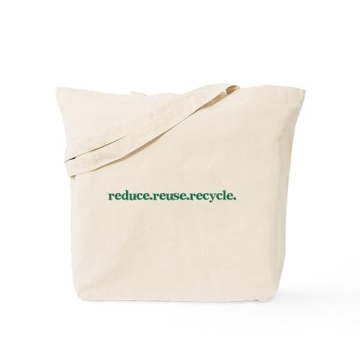 CaféPress Reduce.Reuse.Recycle Tote Bag - Versatile Natural Beige Canvas Shopping Bag