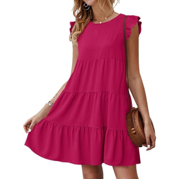 KIRUNDO Women's Summer Sleeveless Ruffle Sleeves Dress - Stylish & Versatile