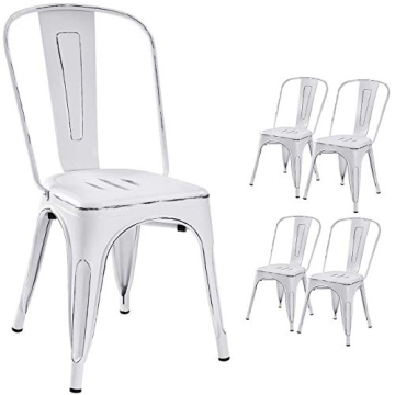 Devoko Metal Indoor-Outdoor Chairs Distressed Style Kitchen Dining Chairs Stackable Side Chairs with...