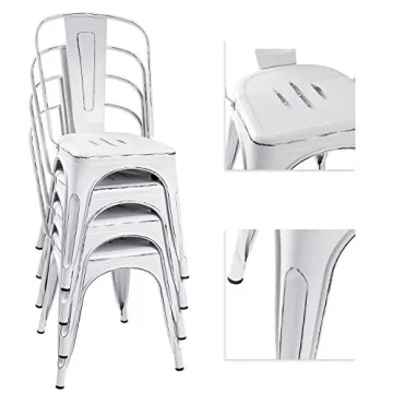 Devoko Distressed Blue Metal Indoor-Outdoor Chair Set