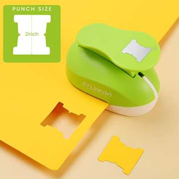 HAUSTGO File Tab Punch, File Tab Puncher for Paper Crafts, File Tab Craft Punch for Scrapbooking, Bullet Journals, Bible Tabs, Making Cards, Planners, Billing Hanging Files