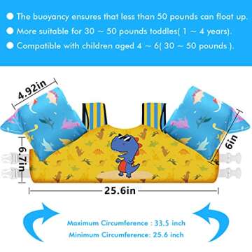 Chriffer Kids Swim Vest Life Jacket for 22-66 Pounds Boys and Girls, Toddler Floaties with Shoulder Harness Arm Wings for 2,3,4,5,6,7 Years Old Baby