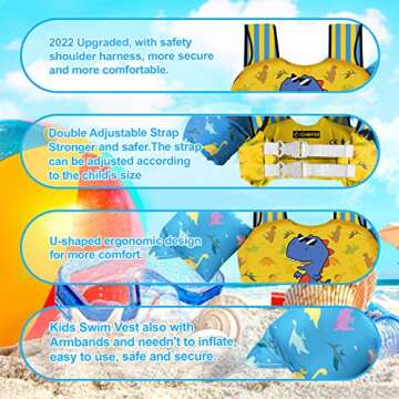 Chriffer Kids Swim Vest Life Jacket for 22-66 Pounds Boys and Girls, Toddler Floaties with Shoulder Harness Arm Wings for 2,3,4,5,6,7 Years Old Baby