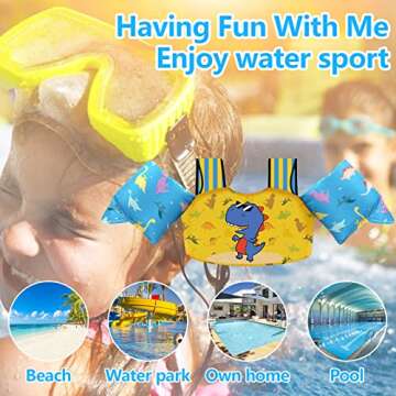 Chriffer Kids Swim Vest Life Jacket for 22-66 Pounds Boys and Girls, Toddler Floaties with Shoulder Harness Arm Wings for 2,3,4,5,6,7 Years Old Baby