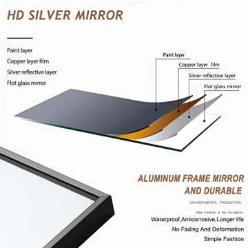 NeuType Full Length Mirror 180 x 70cm Large Full Body Mirror with Aluminium Metal Frame, Shatter Protection, Wall-Mounted Mirrors for Living Room or Dressing Room - Black,71”x27”