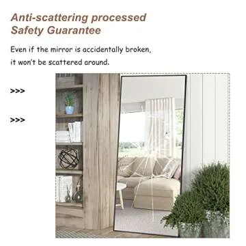 NeuType Full Length Mirror 180 x 70cm Large Full Body Mirror with Aluminium Metal Frame, Shatter Protection, Wall-Mounted Mirrors for Living Room or Dressing Room - Black,71”x27”