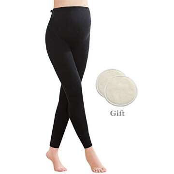 Foucome Women's Over The Belly Super Soft Support Maternity Leggings and Washable Nursing Pads Great Pregnant Mom Gift, Tag Large(fits like US Small)