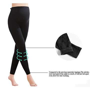 Foucome Women's Over The Belly Super Soft Support Maternity Leggings and Washable Nursing Pads Great Pregnant Mom Gift, Tag Large(fits like US Small)