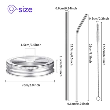Mason Jar Lids with Straws - 26 PCS Set for Drinks