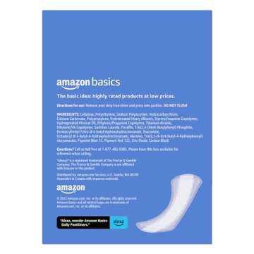 Amazon Basics Daily Pantiliners, Unscented, 300 Count - Comfortable Protection