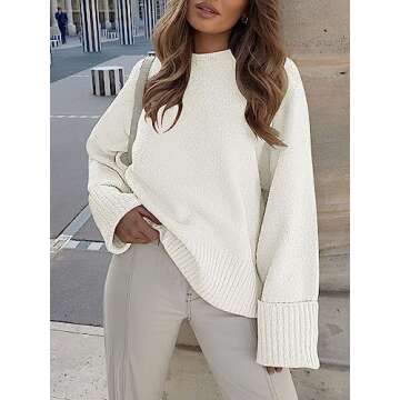 ANRABESS Women's Oversized Crewneck Long Sleeve Fuzzy Knit Casual Chunky Warm 2024 Fall Pullover Swe...