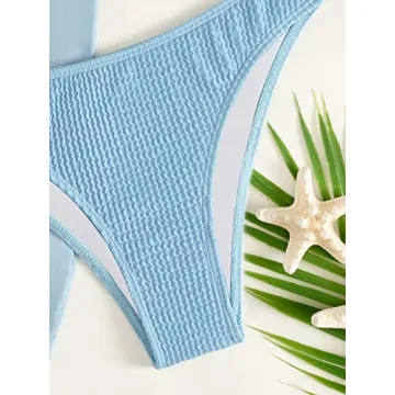 3 Piece Halter Ring Bikini Set with Cover-Up