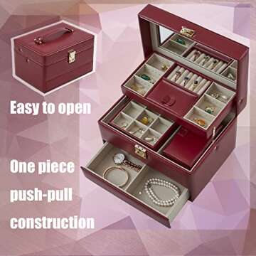 Stove Knobs Jewelry Box - Elegant Locking Travel Essentials for Women