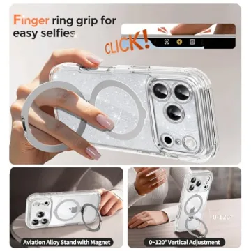 Magnetic Privacy Case for iPhone 17 Pro Max with Glitter Design