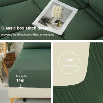 Luxury Queen Comforter Set Sage Green All Season Bedding