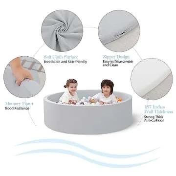 SHJADE Foam Ball Pit, 35.4"x 11.8" Ball Pits for Toddlers, Soft Round Kiddie Baby Playpen Ball Pool ...