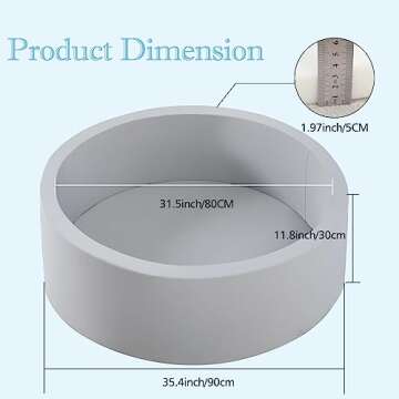 SHJADE Foam Ball Pit, 35.4"x 11.8" Ball Pits for Toddlers, Soft Round Kiddie Baby Playpen Ball Pool for Kids, Ideal Gift for Babies Indoor and Outdoor Game, Grey, (Balls not Included)